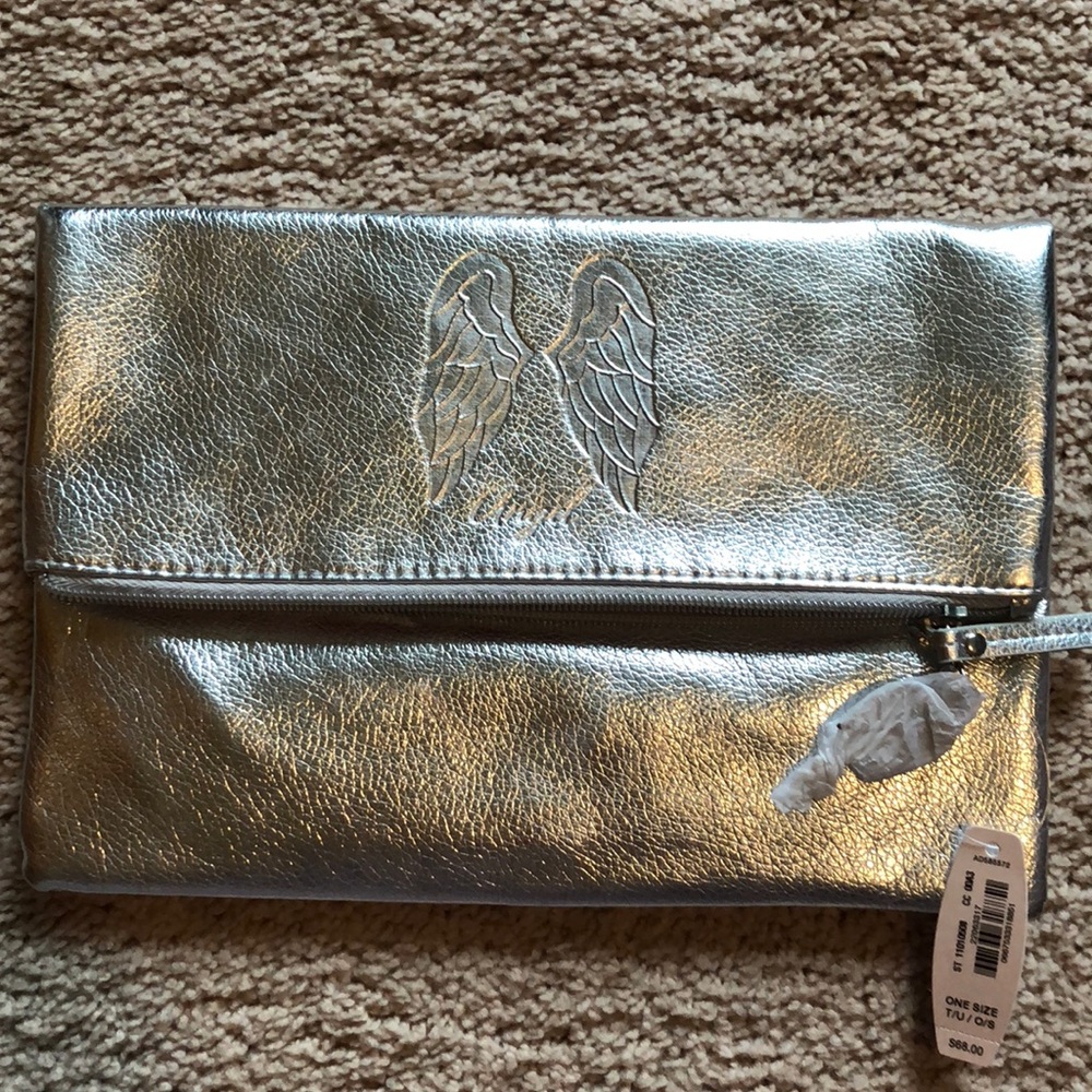 Victorias secret silver fold over clutch